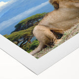 Art deco poster of a Kenyan landscape with earthy tones on a rolled canvas, suitable for dining room decor.