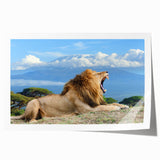 Extra large rolled print of a Kenyan landscape with vibrant greenery and distant mountains, ideal for dining room wall art.