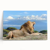 Black and white stretched canvas featuring a Kenyan landscape, ideal for kitchen wall art or bedroom decor.