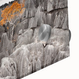 Large abstract wall art depicting the Madagascar scenery in mid-century modernist style on acrylic glass.