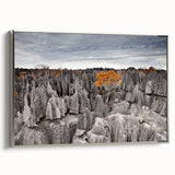 Vintage poster art of Madagascar scenery on framed canvas, featuring colorful art in extra large size.