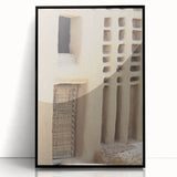 Large abstract wall art depicting African scenery in muted earth tones on a framed acrylic.