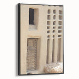 Black and white landscape art of Mali on framed canvas, ideal for bedroom decor, showcasing a vintage poster style.