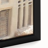 Extra large framed canvas featuring a textured depiction of an African scenery in vibrant colors.