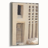 Vintage poster art of an African scenery in Mali, featuring a colorful palette on a framed canvas.