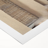 Art deco poster of a Mali landscape in muted earth tones on rolled canvas, suitable for dining room walls.