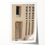 Extra large rolled print of an African Mali scenery in vibrant earth tones, ideal for dining room wall art.