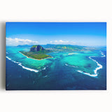 Black and white photograph of Mauritius scenery on stretched canvas, ideal for kitchen wall art.