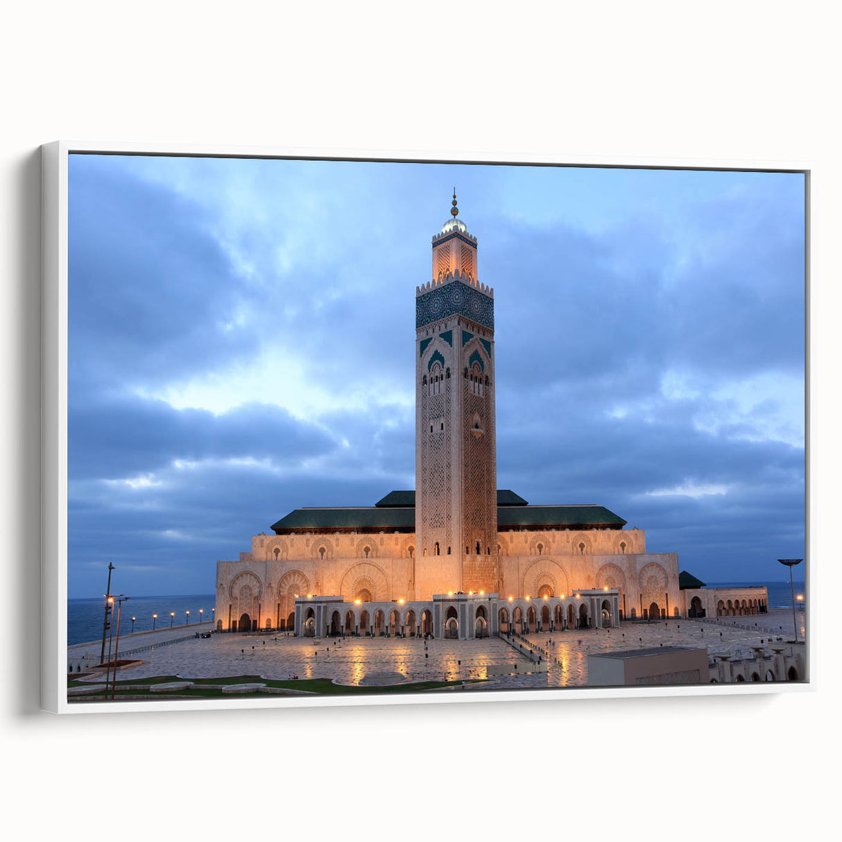 Framed canvas wall art depicting a vintage-style Moroccan landscape in muted earth tones, ideal for bedroom decor.