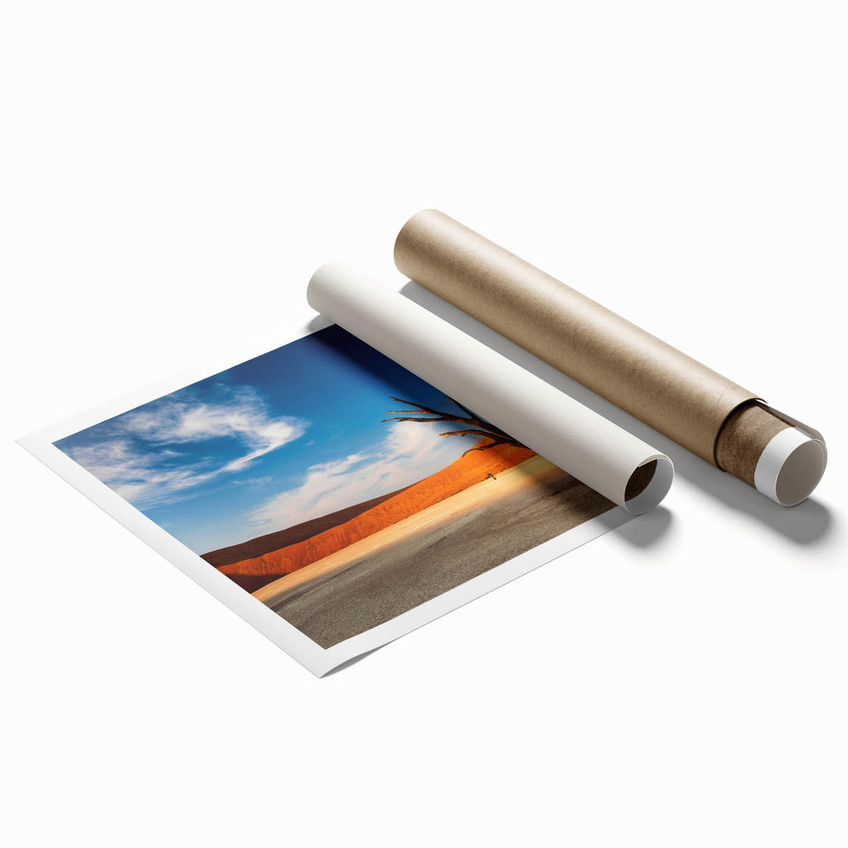 Extra large rolled print of an African savannah scene in muted earth tones, ideal for classy bathroom wall art.