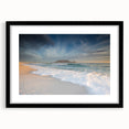 Extra large abstract art print depicting a vibrant, textured African landscape, framed in black.