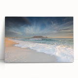 A large black and white stretched canvas featuring an African savannah scene, ideal for kitchen wall art.