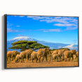 Black and white landscape art painting of Tanzania on framed canvas, suitable for bedroom wall decor.