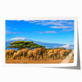Extra large rolled print depicting Tanzania scenery with vibrant green and earth tones, ideal for art wall dining room.
