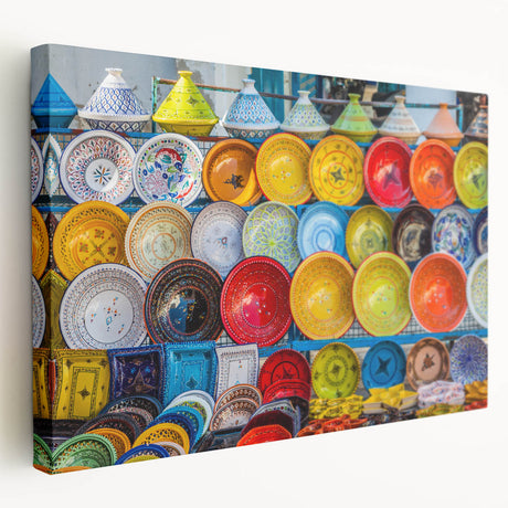 Large canvas print of a Tunisian landscape with warm earth tones, ideal for kitchen wall art.