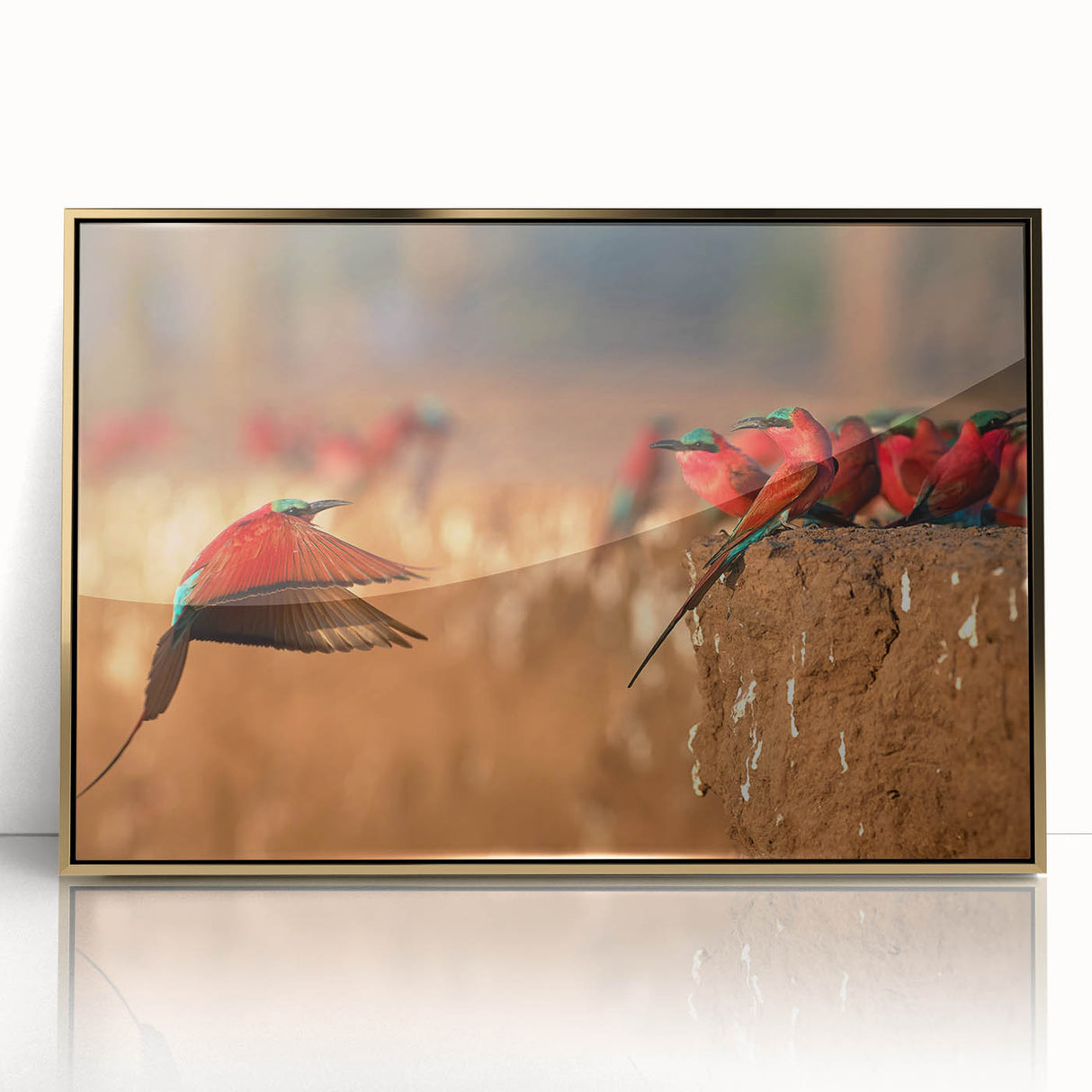 Large art print of a serene Zambia landscape in muted earth tones on a framed acrylic, ideal for modern art wall decor.