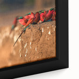 Extra large framed canvas depicting a textured, colorful African scenery, ideal for living room decor.