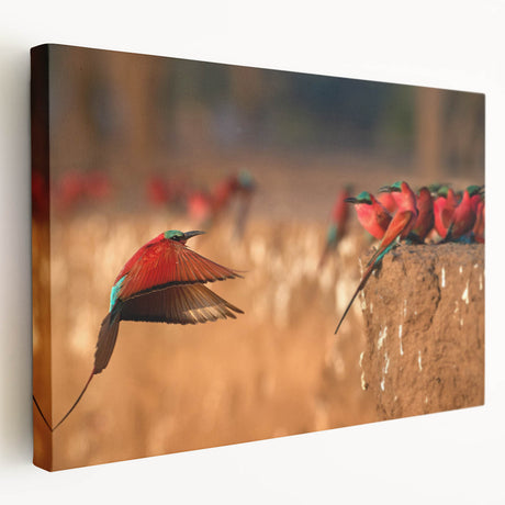Large stretched canvas featuring a serene African savannah scene in earthy tones, ideal for kitchen wall art.