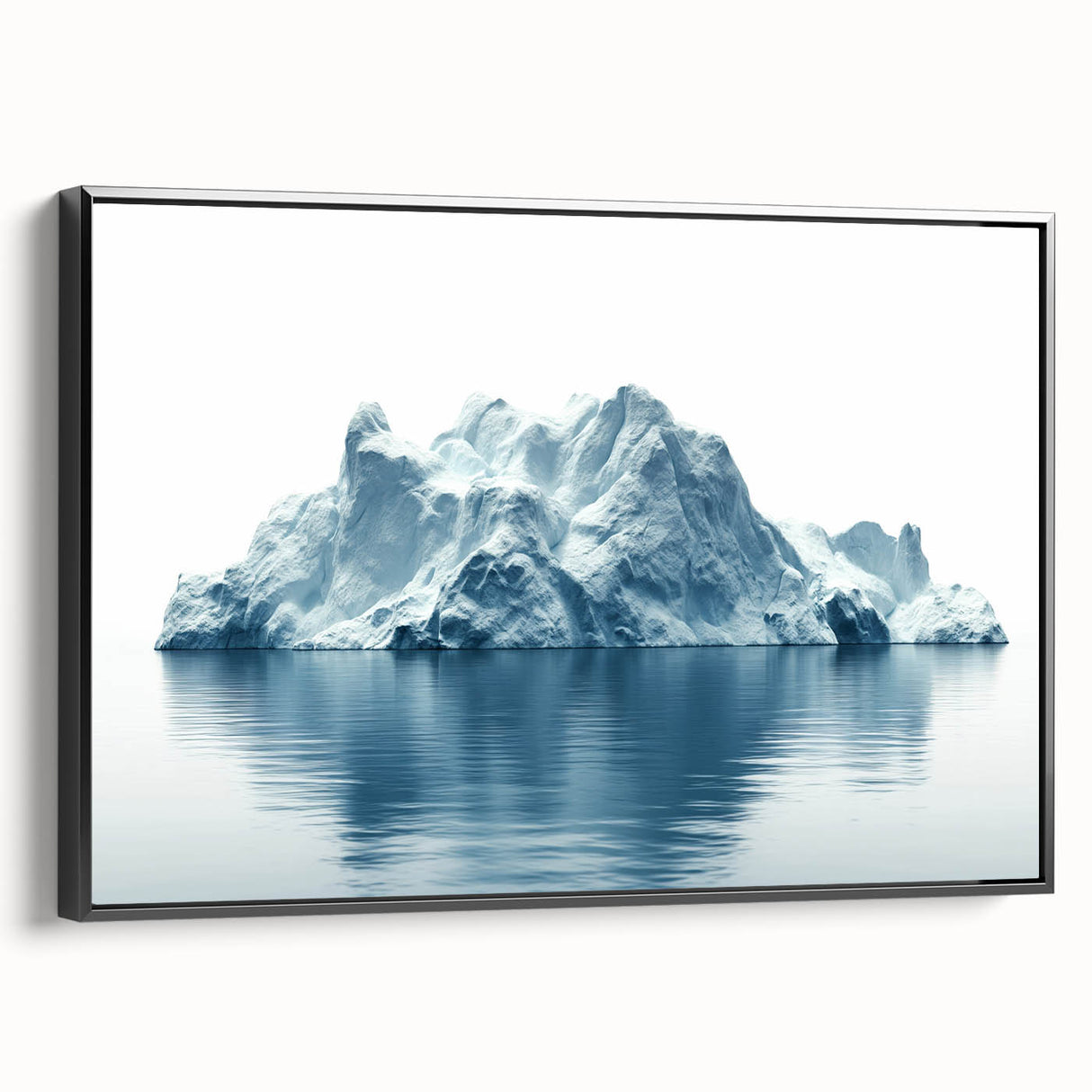 Black and white wall art featuring an Antarctic landscape on framed canvas, suitable for bedroom decor.