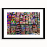 Extra large abstract art print featuring vibrant, colorful textured scenery of Bangladesh on a black framed canvas.