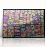 Large abstract wall art depicting a Bangladesh scenery in mid-century modernist style, with a muted color palette.