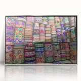 Mid-century modernist art depicting a serene Bangladesh landscape in muted earth tones on a framed acrylic print.