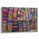 Landscape art painting depicting a vibrant, colorful Bangladeshi scenery on a framed canvas, ideal for living room decor.