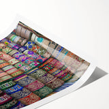 Extra large wall art featuring line art flowers in muted earth tones on a rolled print.