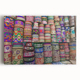 Black and white photograph of a bustling Bangladesh street scene on large stretched canvas, ideal for kitchen wall art.