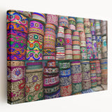 Side view of a stretched canvas featuring a vibrant scene of a Bangladesh landscape, ideal for kitchen wall art.