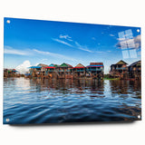 Acrylic print of a large abstract depiction of a Cambodian landscape, using vibrant earth tones.