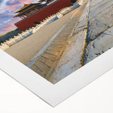 Art deco poster of Beijing scenery in muted gray tones on rolled canvas, suitable for dining room wall art.