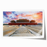 Extra large rolled print of Beijing scenery with vibrant floral designs, suitable for art wall dining room.