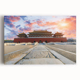 Black and white photo of Beijing skyline on large stretched canvas, suitable for kitchen wall art.