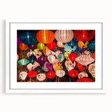 Abstract art print of Shanghai skyline in muted gray and blue tones on a framed white canvas, ideal for dining room decor.