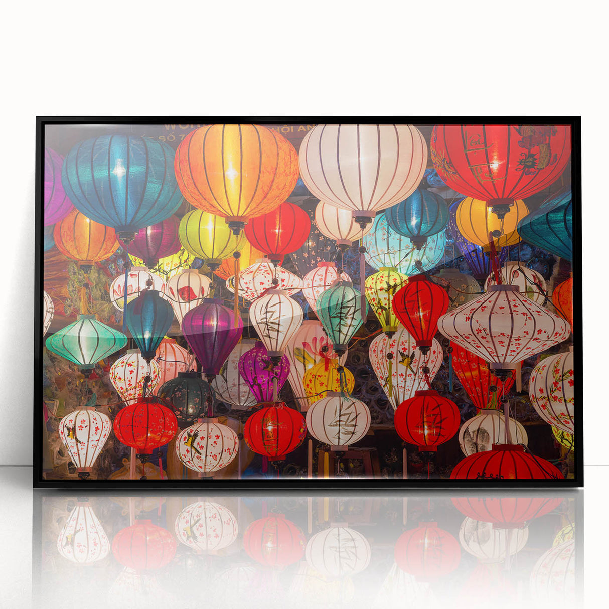 Large abstract wall art depicting Shanghai's skyline in black and white tones on a framed acrylic.