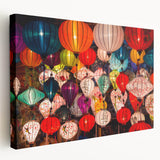 Panoramic view of Shanghai skyline on large stretched canvas, featuring muted gray and blue tones.