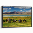 Black and white wall art of Tibetan landscape on framed canvas, suitable for bedroom decor with vintage poster art style.