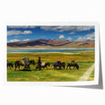 Extra large rolled print of a Tibetan landscape with vibrant floral elements, ideal for dining room wall art.
