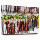 Large abstract art print of a vibrant, colorful Asian landscape on acrylic glass, ideal for bedroom or dining room decor.