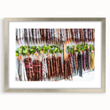 Textured art print featuring abstract shapes in muted earth tones, framed in silver, ideal for bedroom art.