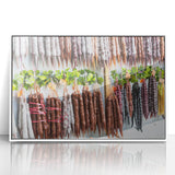 Art deco poster depicting a serene Georgian landscape in muted earth tones, framed acrylic, ideal for nursery wall art.