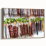 Vintage poster art of a Georgian landscape on a framed canvas, featuring muted earth tones, ideal for bedroom wall decor.