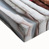 Large art of a black and white landscape painting on stretched canvas, depicting Georgia's mountainous scenery.