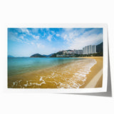 Hong Kong skyline with floral motifs in soft pastel shades on a large rolled canvas, ideal for dining room wall art.