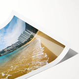 Extra large wall art featuring line art flowers, set against a muted backdrop of Hong Kong scenery on a rolled print.