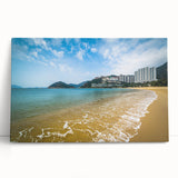 Black and white photograph of Hong Kong skyline on large stretched canvas, ideal for kitchen wall art or bedroom ambiance.