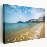 Hong Kong cityscape on large stretched canvas with vivid twilight hues, ideal for kitchen wall art.