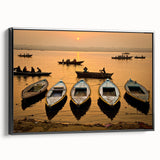 Black and white framed canvas featuring a vintage-style Indian landscape, suitable for bedroom decor.