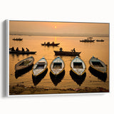 Vintage poster art of an Indian scenery in vibrant colors on a large framed canvas, ideal for living room decor.